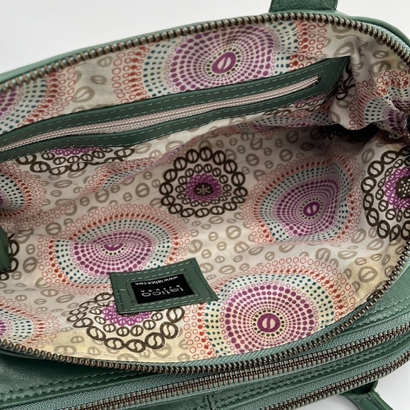 Latico Green Teal Triple Zippered Pocket Leather Shoulder Bag WEAR - Picture 5 of 11